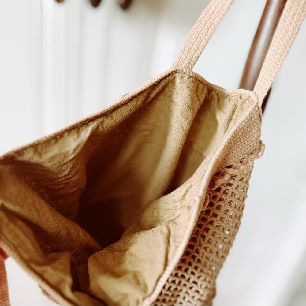 Vintage Wool & Silk Crochet Knit Boho Handbag Purse - Picture 6 of 6